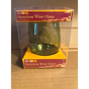 VTG RITE AID HOME 18 oz Retro Green & Stemless Wine Glass NOS